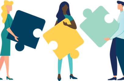 Graphic: Three people holding puzzle pieces