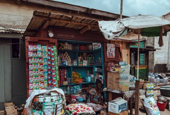 Stall in Ghana selling food stuff